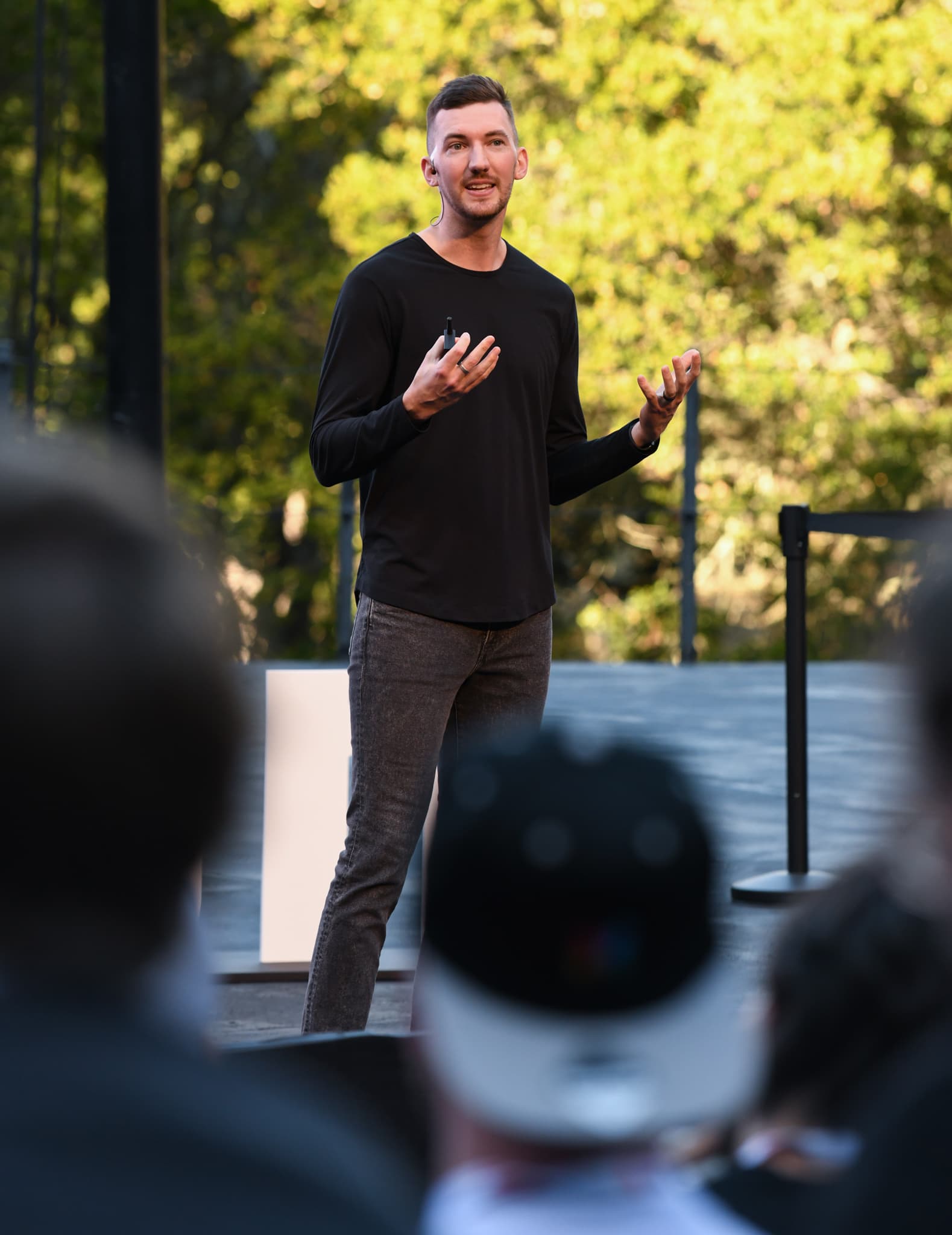 Me standing on stage at Reactathon delivering the keynote